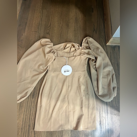 PRINCESS POLLY LILLIE LONG SLEEVE MINI DRESS BEIGE - Picture 5 of 5